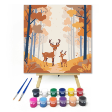 Számfestő.hu Erdei őzikék - gyerek számfestő készlet – 20×20 cm (Keretre feszítve) kreatív és készségfejlesztő