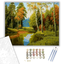 Számfestő.hu Erdei Tavacska - számfestő készlet – 40×50 cm (Keretre feszítve) kreatív és készségfejlesztő