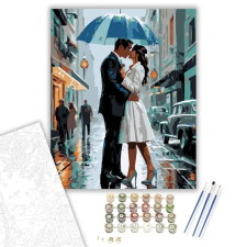 Számfestő.hu Esküvői Csók az Esőben - számfestő készlet – 50×60 cm (Keretre feszítve) kreatív és készségfejlesztő