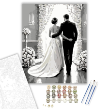 Számfestő.hu Esküvői Pár Virágkapu Alatt - számfestő készlet – 40×50 cm (Keretre feszítve) kreatív és készségfejlesztő