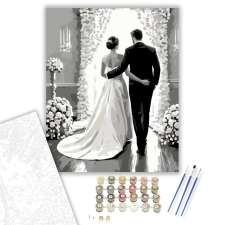 Számfestő.hu Esküvői Pár Virágkapu Alatt - számfestő készlet – 60×70 cm (Keretre feszítve) kreatív és készségfejlesztő