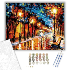 Számfestő.hu Esti Séta az Esőben - számfestő készlet – 40×50 cm (Keretre feszítve) kreatív és készségfejlesztő