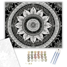 Számfestő.hu Ezüstös Mandala Szimmetriával - számfestő készlet – 50×60 cm (Keretre feszítve) kreatív és készségfejlesztő