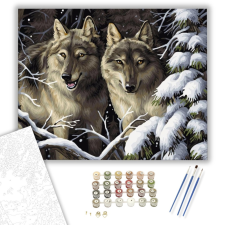 Számfestő.hu Farkasok őrjáraton - számfestő készlet – 40×50 cm (Keretre feszítve) kreatív és készségfejlesztő