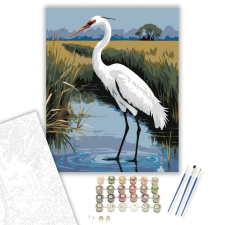 Számfestő.hu Fehér Daru a Mocsárban - számfestő készlet – 40×50 cm (Keretre feszítve) kreatív és készségfejlesztő