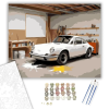 Számfestő.hu Fehér Klasszikus Porsche a Műhelyben - számfestő készlet – 50×60 cm (Keret nélkül)