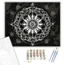 Számfestő.hu Fehér Mandala Kőhatással - számfestő készlet – 40×50 cm (Keretre feszítve) kreatív és készségfejlesztő