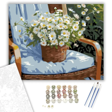 Számfestő.hu Fehér Margaréták Kerti Székben - számfestő készlet – 50×60 cm (Keret nélkül) kreatív és készségfejlesztő