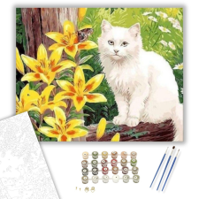 Számfestő.hu Fehér Perzsa Macska - számfestő készlet – 40×50 cm (Keretre feszítve) kreatív és készségfejlesztő