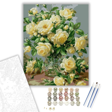 Számfestő.hu Fehér Rózsák - számfestő készlet – 40×50 cm (Keretre feszítve) kreatív és készségfejlesztő