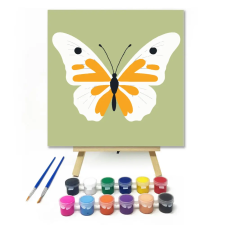 Számfestő.hu Fehér-sárga pillangó - gyerek számfestő készlet – 40×40 cm (Keretre feszítve) kreatív és készségfejlesztő
