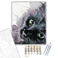 Számfestő.hu Fekete cica - számfestő készlet – 50×60 cm (Keretre feszítve) kreatív és készségfejlesztő