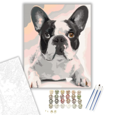 Számfestő.hu Fekete Fehér Bulldog - számfestő készlet – 60×70 cm (Keretre feszítve) kreatív és készségfejlesztő