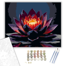 Számfestő.hu Fekete Lótusz Tüzes Közegben - számfestő készlet – 40×50 cm (Keretre feszítve) kreatív és készségfejlesztő