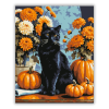 Számfestő.hu Fekete macska őszi tökök között - számfestő készlet