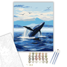 Számfestő.hu Felszínre Törő Bálna - számfestő készlet – 40×50 cm (Keretre feszítve) kreatív és készségfejlesztő