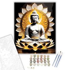 Számfestő.hu Fénylő Buddha Lótuszban - számfestő készlet – 40×50 cm (Keretre feszítve) kreatív és készségfejlesztő
