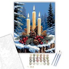 Számfestő.hu Fenyőillatú Gyertyafény - számfestő készlet – 60×70 cm (Keretre feszítve) kreatív és készségfejlesztő