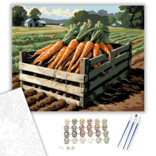 Számfestő.hu Frissen Szedett Répák Faládában - számfestő készlet – 80×100 cm (Keretre feszítve) kreatív és készségfejlesztő