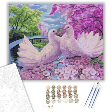Számfestő.hu Galambpár - számfestő készlet – 40×50 cm (Keretre feszítve) kreatív és készségfejlesztő