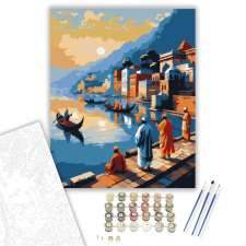 Számfestő.hu Gangesz Folyó Hajnalban - számfestő készlet – 40×50 cm (Keretre feszítve) kreatív és készségfejlesztő