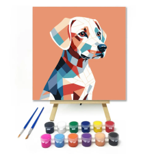 Számfestő.hu Geometria kutyaportré - gyerek számfestő készlet – 40×40 cm (Keret nélkül) kreatív és készségfejlesztő