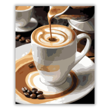 Számfestő.hu Gőzölgő Espresso Fehér Csészében - számfestő készlet kreatív és készségfejlesztő