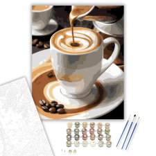 Számfestő.hu Gőzölgő Espresso Fehér Csészében - számfestő készlet – 40×50 cm (Keretre feszítve) kreatív és készségfejlesztő