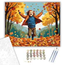 Számfestő.hu Gyermek és Őszi Falevelek - számfestő készlet – 40×50 cm (Keretre feszítve) kreatív és készségfejlesztő