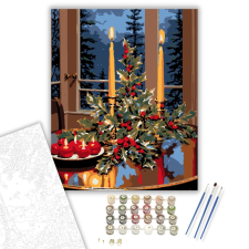 Számfestő.hu Gyertyafényes Ünnepi Harmónia - számfestő készlet – 40×50 cm (Keretre feszítve) kreatív és készségfejlesztő