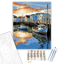 Számfestő.hu Halászhajók a Kikötőben - számfestő készlet – 60×70 cm (Keret nélkül) kreatív és készségfejlesztő