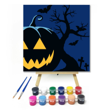 Számfestő.hu Halloween Éjjel - Halloweeni számfestő készlet – 20×20 cm (Keretre feszítve) kreatív és készségfejlesztő
