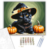 Számfestő.hu Halloweeni Macska Mágus - számfestő készlet – 40×50 cm (Keretre feszítve)