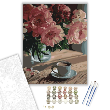 Számfestő.hu Hangulatos reggeli kávé - számfestő készlet – 40×50 cm (Keretre feszítve) kreatív és készségfejlesztő