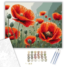 Számfestő.hu Harmatcseppes Pipacsok - számfestő készlet – 60×70 cm (Keret nélkül) kreatív és készségfejlesztő