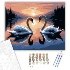 Számfestő.hu Hattyúk Naplementében - számfestő készlet – 40×50 cm (Keretre feszítve) kreatív és készségfejlesztő