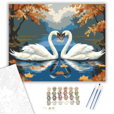 Számfestő.hu Hattyúpár Őszi Tóban - számfestő készlet – 40×50 cm (Keretre feszítve) kreatív és készségfejlesztő