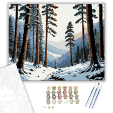 Számfestő.hu Havas Fenyőerdő Harmóniája - számfestő készlet – 40×50 cm (Keretre feszítve) kreatív és készségfejlesztő