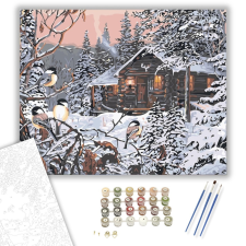 Számfestő.hu Havas Otthon 2 - számfestő készlet – 40×50 cm (Keretre feszítve) kreatív és készségfejlesztő