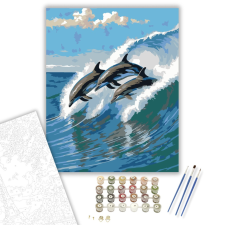 Számfestő.hu Hullámokon Lovagló Delfinek - számfestő készlet – 40×50 cm (Keretre feszítve) kreatív és készségfejlesztő