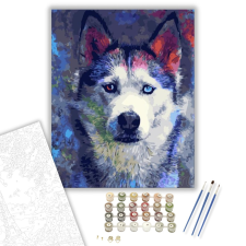 Számfestő.hu Husky kutya - számfestő készlet – 40×50 cm (Keretre feszítve) kreatív és készségfejlesztő