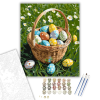 Számfestő.hu Húsvéti Kosár Színes Tojásokkal és Margarétákkal - számfestő készlet – 40×50 cm (Keretre feszítve)