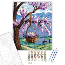 Számfestő.hu Húsvéti Kosár Virágzó Ágon - számfestő készlet – 50×60 cm (Keretre feszítve) kreatív és készségfejlesztő