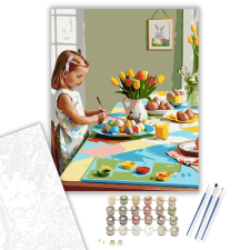 Számfestő.hu Húsvéti Reggel Festett Tojásokkal - számfestő készlet – 40×50 cm (Keretre feszítve) kreatív és készségfejlesztő