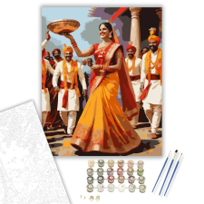 Számfestő.hu Indiai Esküvői Menet - számfestő készlet – 40×50 cm (Keretre feszítve) kreatív és készségfejlesztő