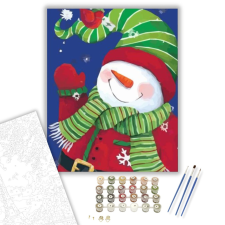 Számfestő.hu Integető hóember - számfestő készlet – 40×50 cm (Keretre feszítve) kreatív és készségfejlesztő