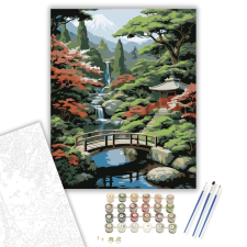 Számfestő.hu Japánkert Híddal és Pavilonnal - számfestő készlet – 40×50 cm (Keretre feszítve) kreatív és készségfejlesztő