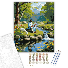 Számfestő.hu Jézus a Tavaszi Pataknál - számfestő készlet – 40×50 cm (Keretre feszítve) kreatív és készségfejlesztő