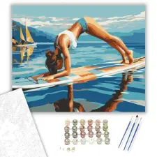 Számfestő.hu Jóga Plank Pozíció Deszkán - számfestő készlet – 50×60 cm (Keretre feszítve) kreatív és készségfejlesztő