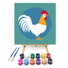 Számfestő.hu Kakas - gyerek számfestő készlet – 20×20 cm (Keretre feszítve) kreatív és készségfejlesztő